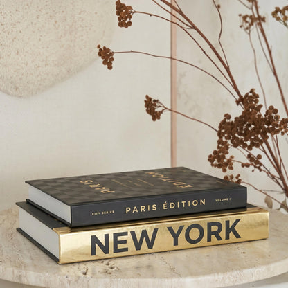 Beautiful Decorative Books - Set of 2 Boxes Enhance Your Coffee Table, Bookshelf or Mantel Shelf Decor - Luxury Fake/Faux Books for Modern Home Decoration, Photo Storage and as a Keepsake Box