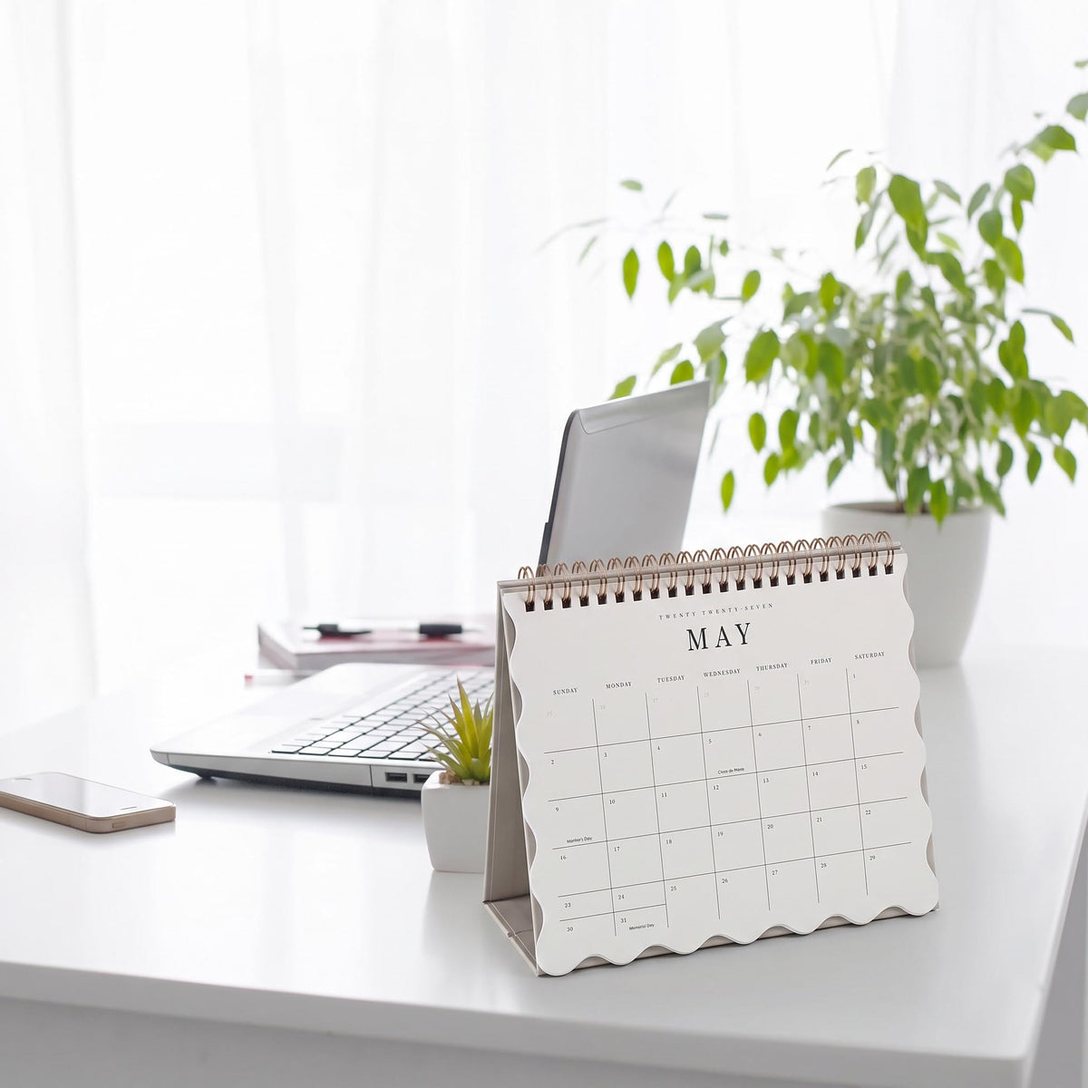 Aesthetic Desk Calendar 2027-2028 - Runs from January 2027 until July 2028