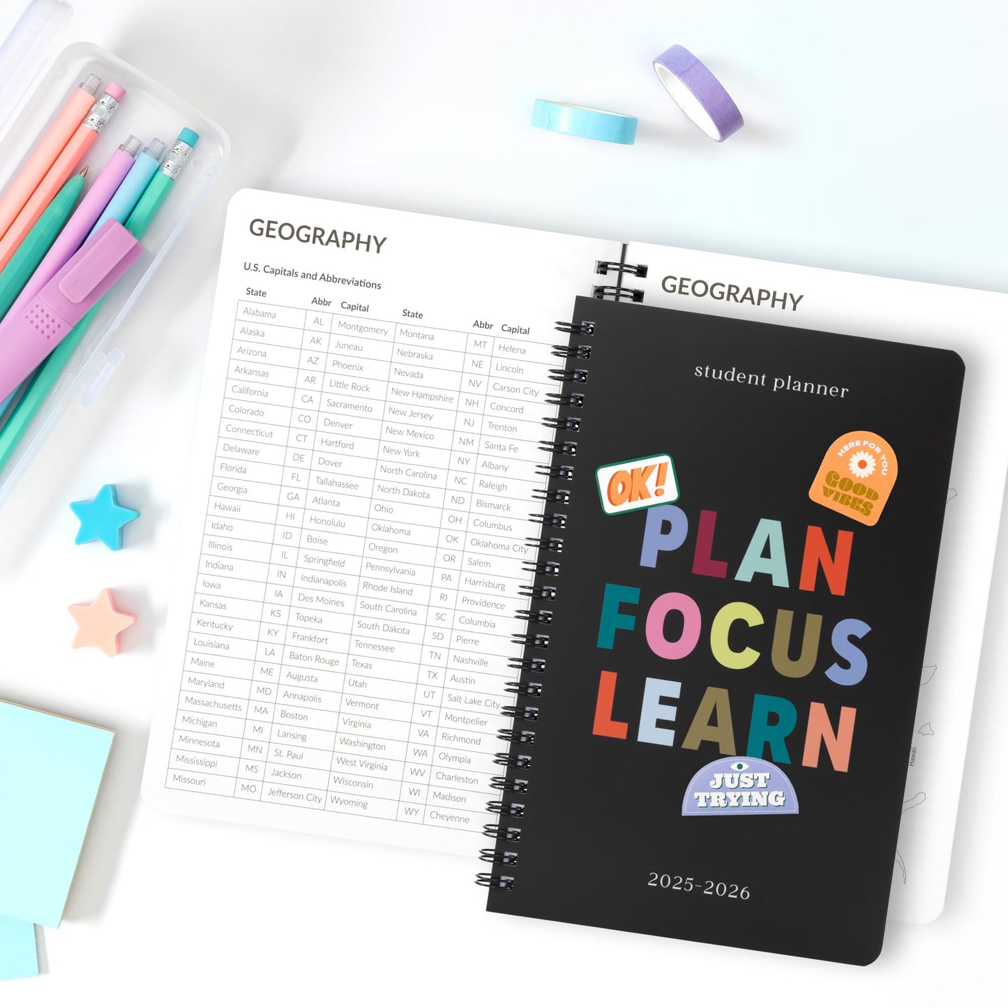 Aesthetic 2025-2026 Student Planner To Stay Organized - A Beautiful 8.5" x 5.5" Planner for Middle and High School Students with Weekly & Monthly Spreads For The 25-26 Academic Year