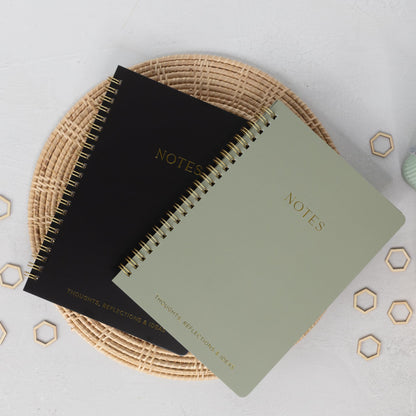 ZICOTO Aesthetic Spiral Notebook Set of 2 For Women and Men - Cute Ruled 8x6 Journal/Notebook with Pockets And Lined Pages - Perfect A5 Supplies to Stay Organized at Work or School