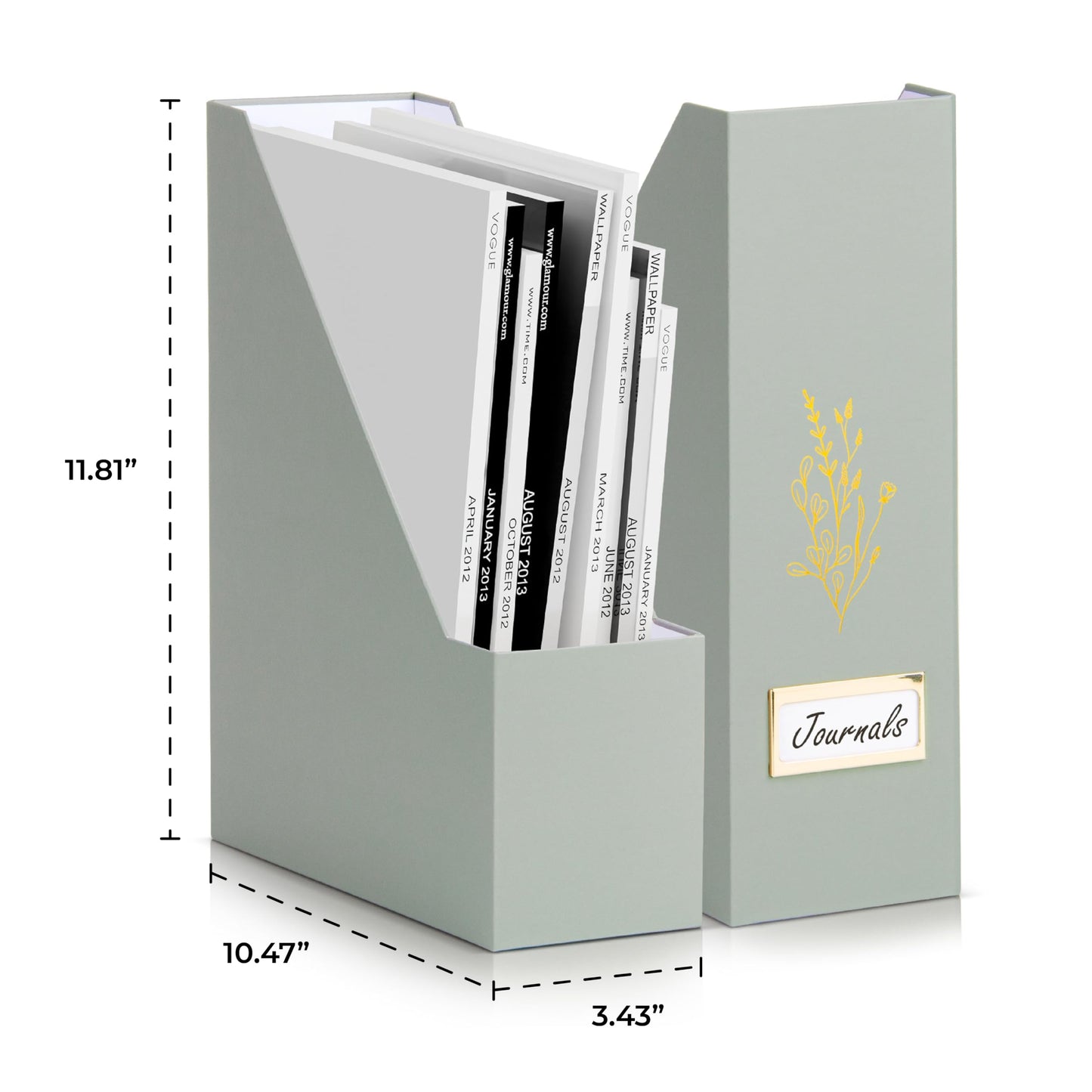 Aesthetic 3 Ring Binder Set of 2 and Beautiful Magazine Holder Set of 3 Bundle - Easily Organizes Your Paperwork for School, Office or Work