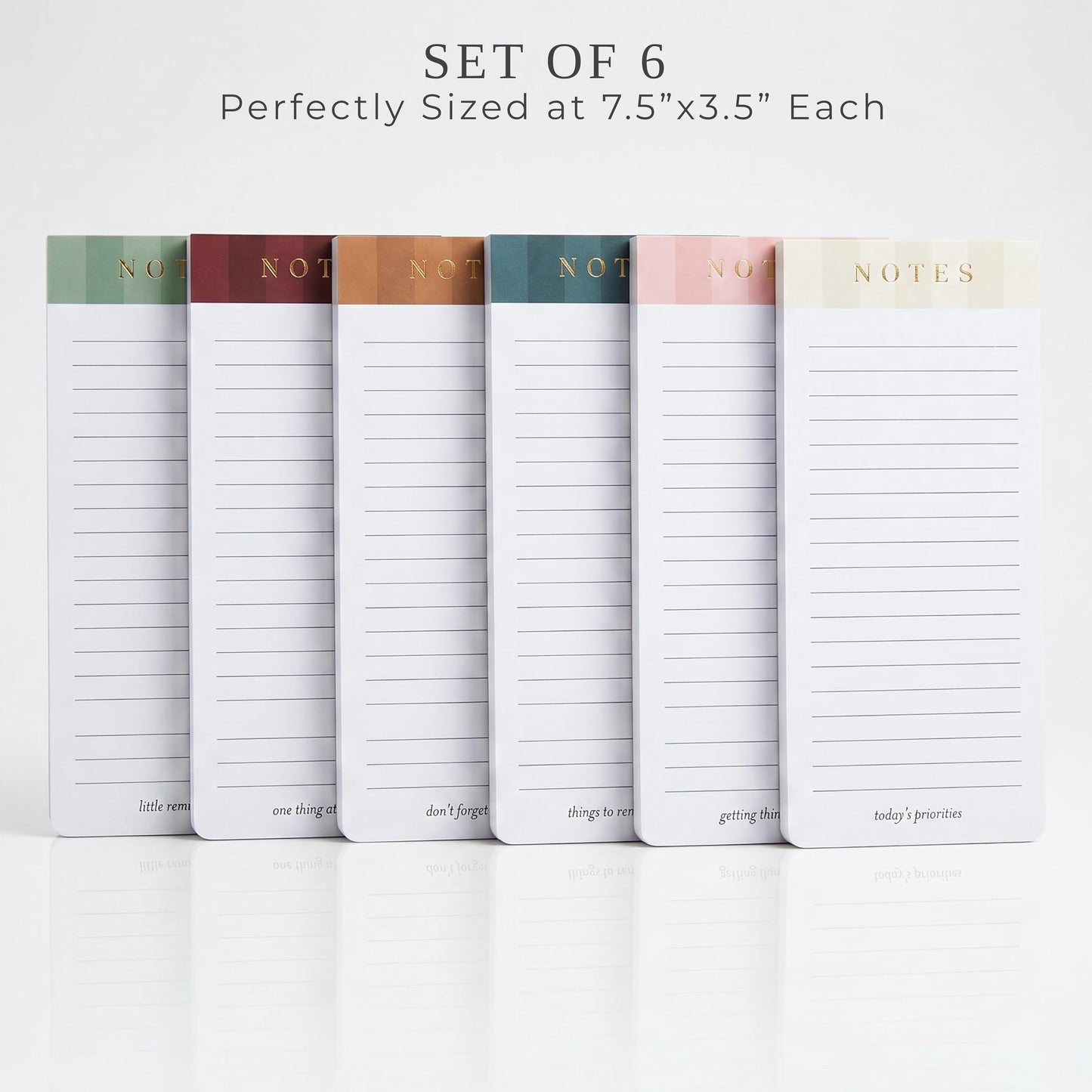 Beautiful Magnetic Notepads for Fridge - Set Of 6 Modern Note Pads with Lined Pages to Easily Write Notes & Make Grocery/Shopping Lists - Cute To Do List Pad w/ Strong Magnets for Your Refrigerator