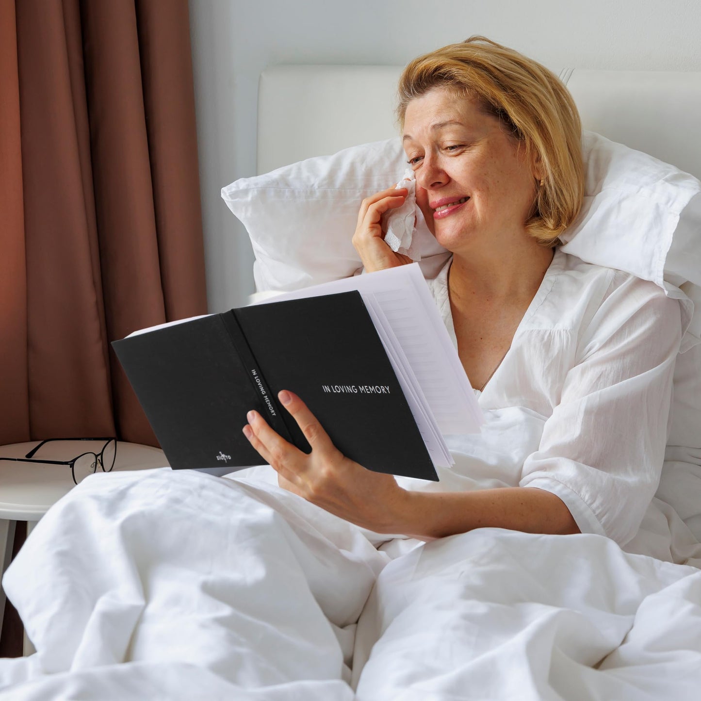 ZICOTO Beautiful Linen Funeral Guest Book for The Celebration of Life - The Perfect in Loving Memory Book with Ample Space to Sign in for Guests - Premium Craftsmanship for Honoring Loved Ones