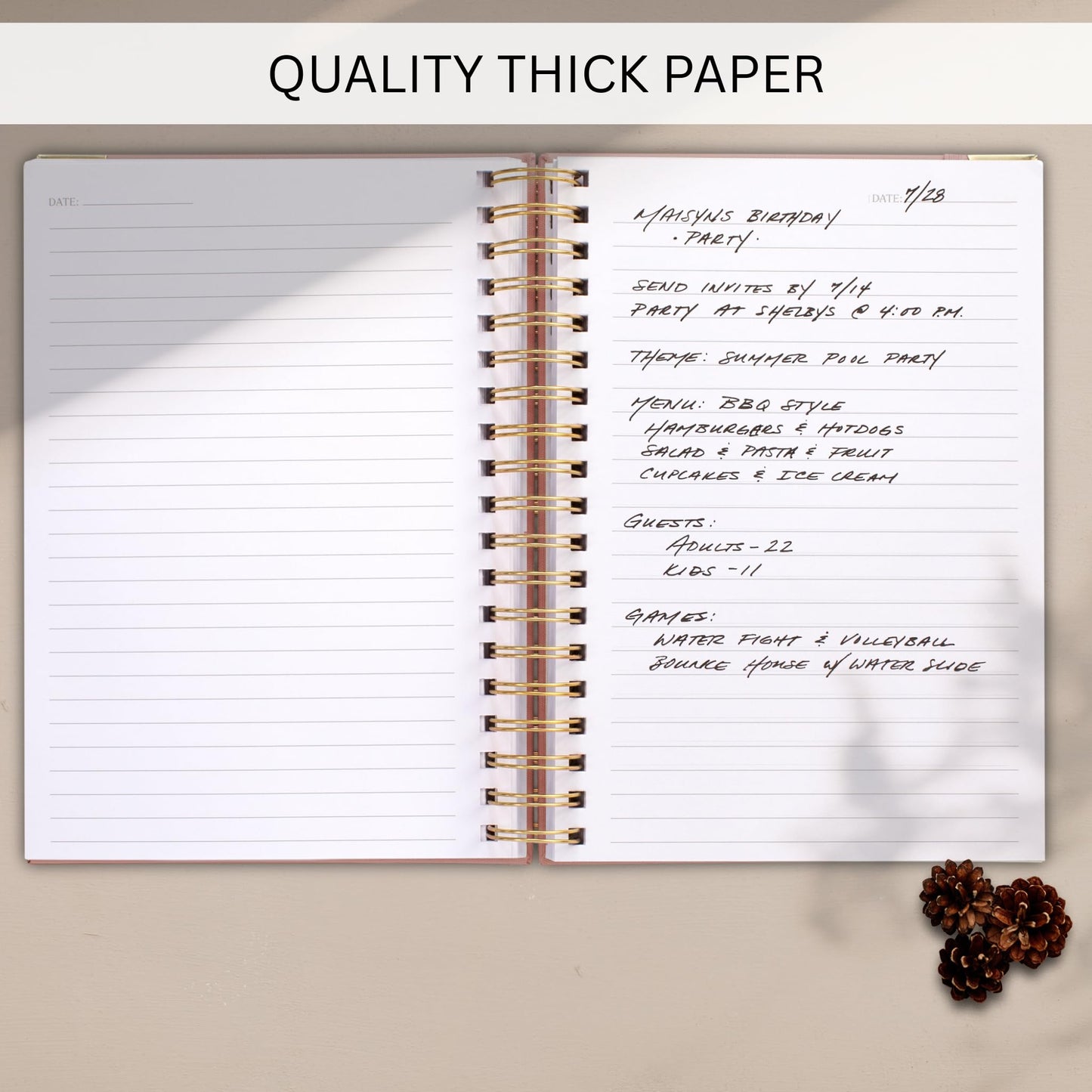 Aesthetic Thick Spiral Notebook Journal For Women in B5 Format - Stylish Linen Hardcover College Ruled Note Book w 300 Lined Pages - Cute Supplies For Bible Study & Staying Organized at Work or School