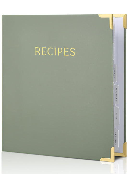 Aesthetic Recipe Binder with Waterproof Cover - The Perfect Recipe Book with Plastic Sleeves to Write in Your Own Recipes - Quality Blank Cookbook Binder, Cards incl.