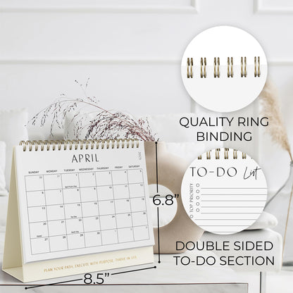 Aesthetic Desk Calendar 2025-2026 - Runs from January 2025 until June 2026 - Beautiful Small Flip Desktop Calendar for Easy Organizing