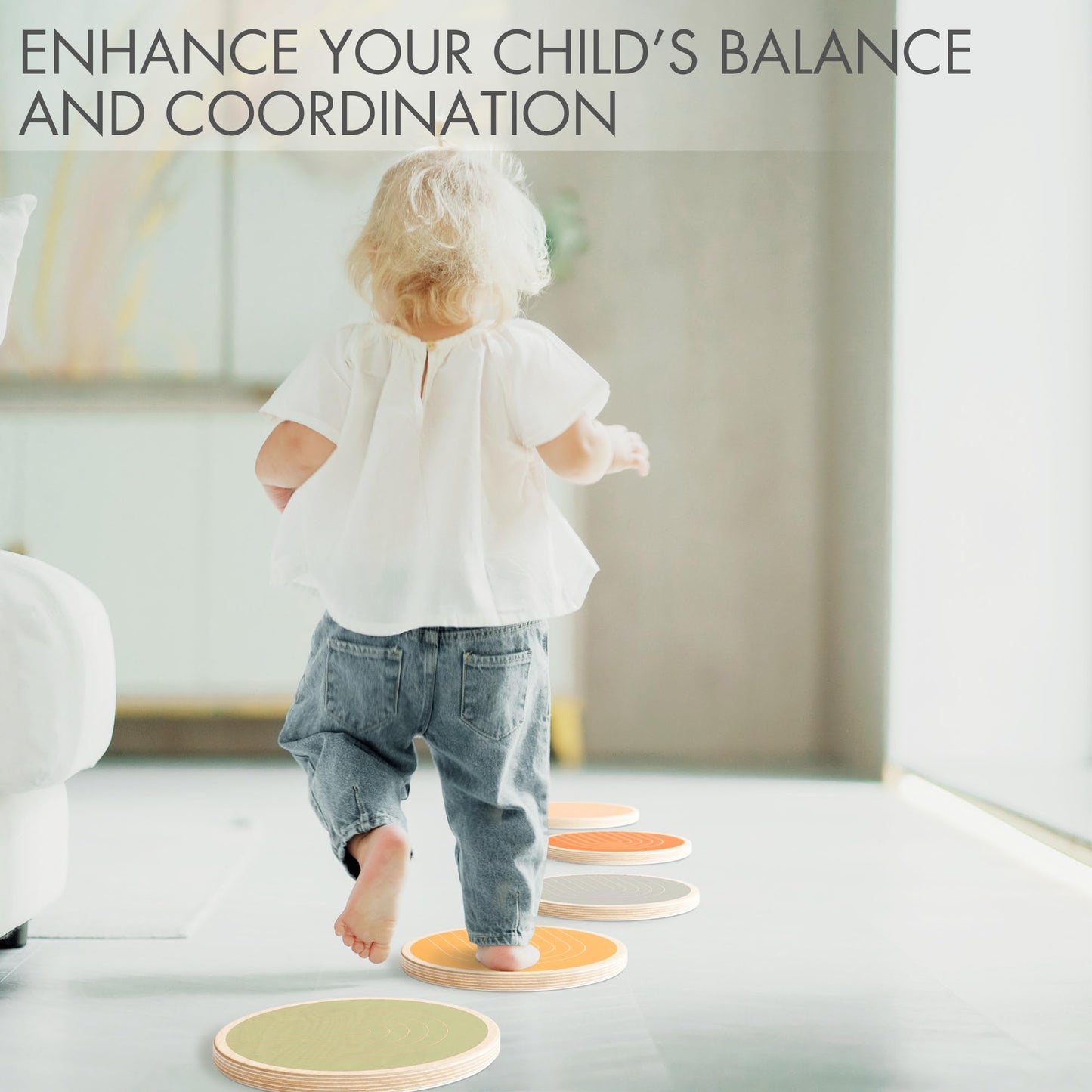 ZICOTO Fun Stepping Stones for Kids - Perfect Toddler Indoor/Outdoor Activity to Improve Balance and Coordination Skills - Safe Non-Slip Obstacle Course and Sensory Toy Set of 6 for Ages 1-3, 3-4