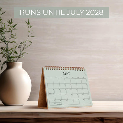 Aesthetic Desk Calendar 2027-2028 - Runs from January 2027 until July 2028