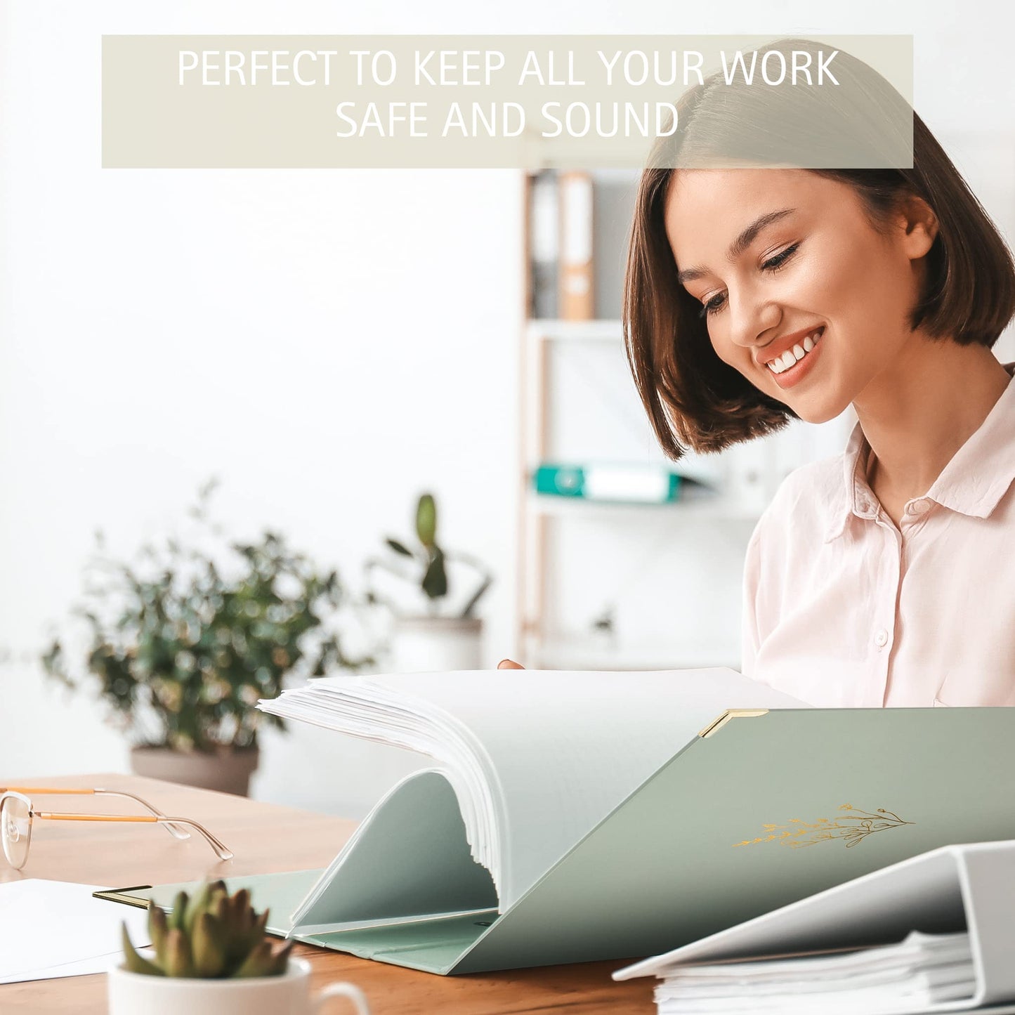 Aesthetic 3 Ring Binder Set of 2 and Beautiful Magazine Holder Set of 3 Bundle - Easily Organizes Your Paperwork for School, Office or Work