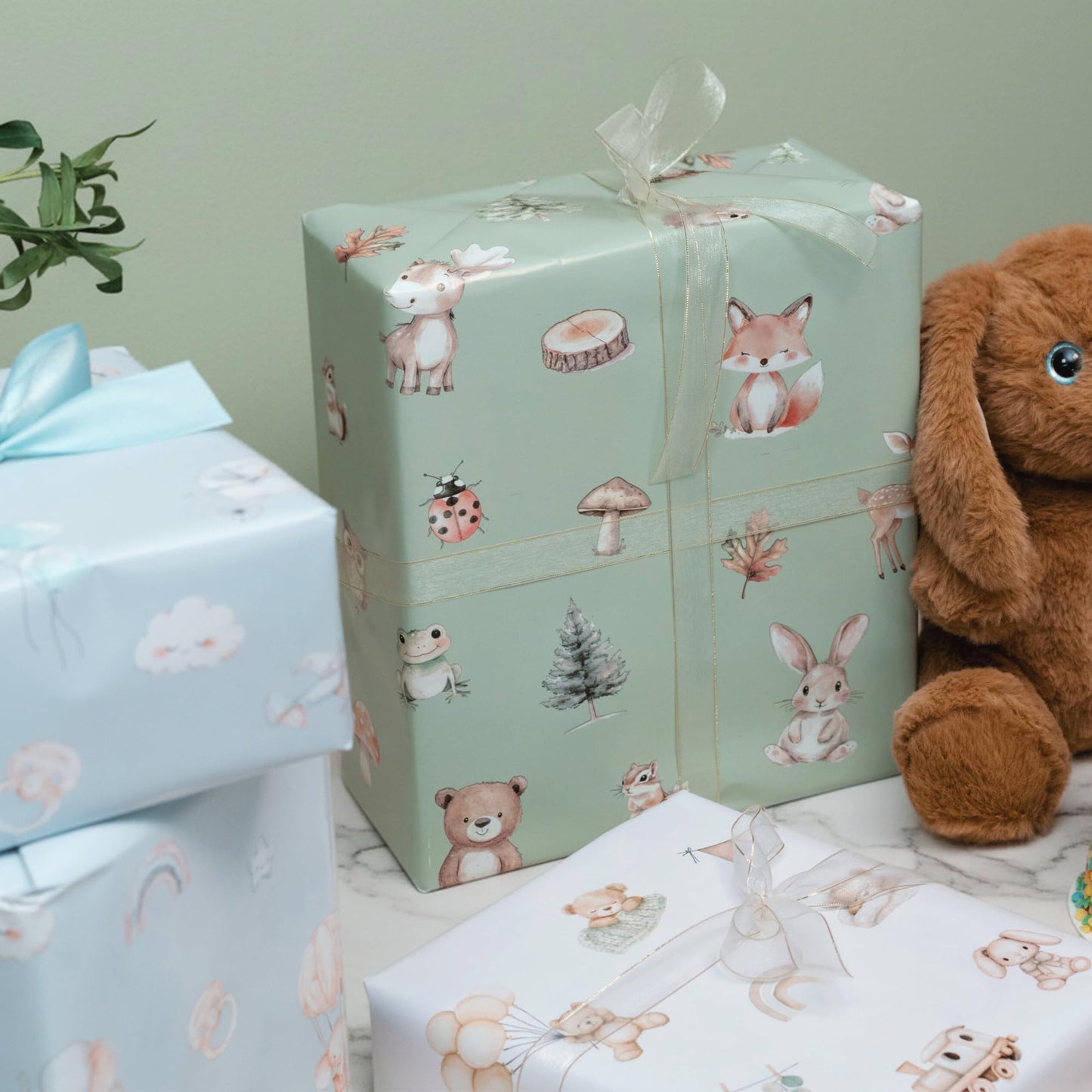 ZICOTO Beautiful Gift Wrapping Paper Rolls for Baby Shower - Cute Set of 3 Quality Rolls For Boys Birthdays & Baby Showers - Add a Touch of Magic to Every Gift You Wrap - 17 x 120 in