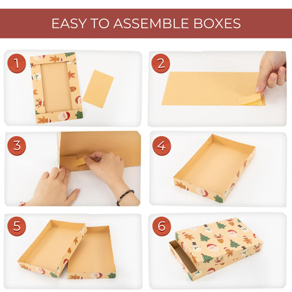 ZICOTO Beautiful Christmas Gift Boxes Set of 15 - Stylish Holiday Present Boxes with Assorted Festive Designs for Easy Christmas Gift Wrapping - Perfect Variety Set for Shirts, Clothing and More