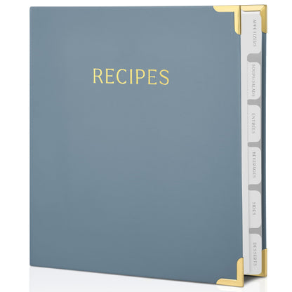 Aesthetic Recipe Binder with Polyester Waterproof cloth Cover - The Perfect Recipe Book with Plastic Sleeves to Write in Your Own Recipes - Quality Blank Cookbook Binder, Cards incl.