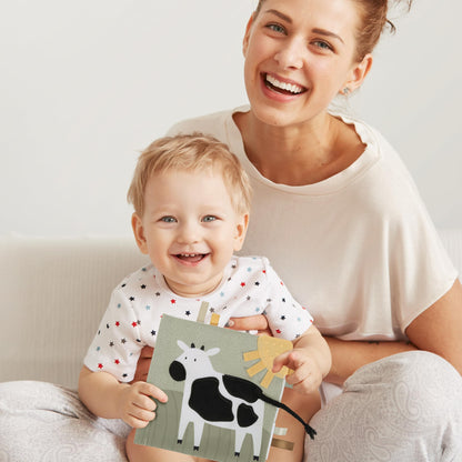 Soft Baby Book with Touch and Feel Pages - Cute Sensory Book for Babies 0-6, 6-12 & 12-18 Months with Mirror & Crinkle Paper - The Perfect Christmas Toy for Baby Showers Or as a Newborn/Infant Gift