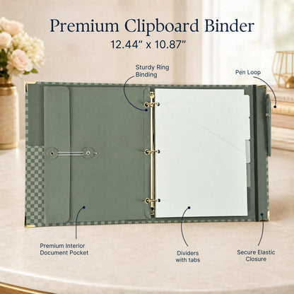 ZICOTO Elegant Clipboard Binder with Dividers - Professional Document Portfolio Notepad for Office, School, Home - with Tabs and File Folder for Easy Organization