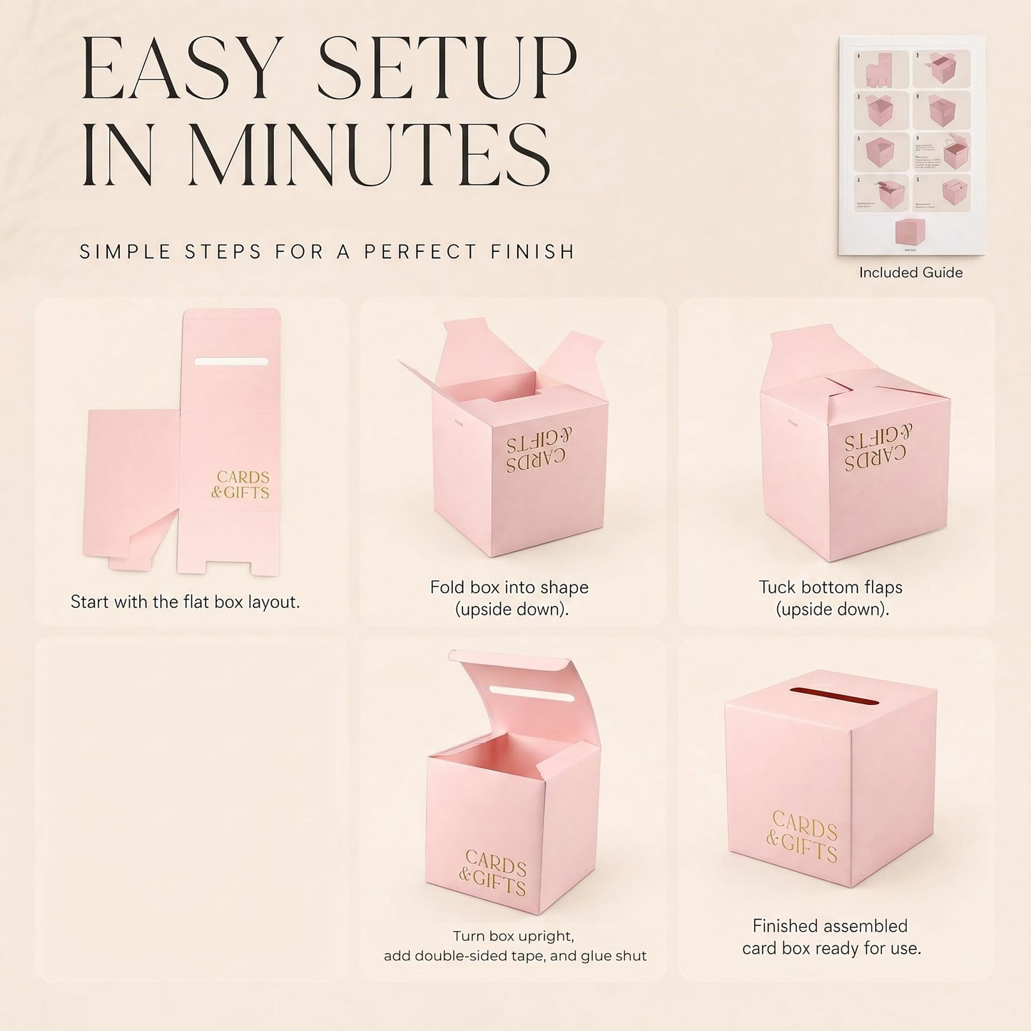 ZICOTO Elegant Wedding Card Box for a Beautiful Reception Gift Table – Lovely Card Box for Wedding, Graduation and Celebration Decor – Charming Envelope Gift Box