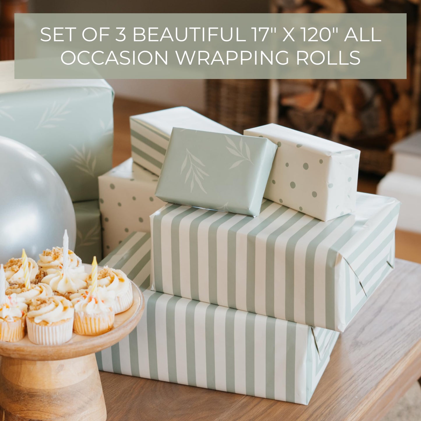 ZICOTO Beautiful Gift Wrapping Paper Rolls for All Occasions - Set of 3 Quality Rolls For Wedding, Birthday, Baby Shower & Christmas - Add a Touch of Magic to Every Gift You Wrap - 17 x 120 in