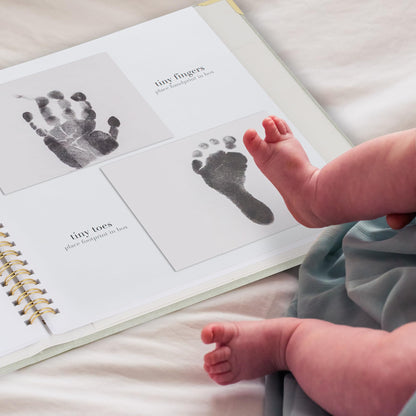 Keepsake Baby Memory Book for Boys and Girls - Timeless First 5 Year Baby Book - Linen Journal Scrapbook & Photo Album - Record Every Milestone Birth to Age 5