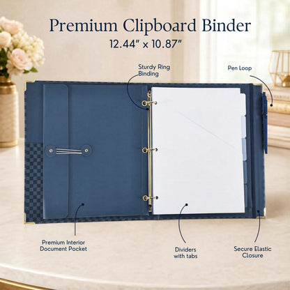 ZICOTO Elegant Clipboard Binder with Dividers - Professional Document Portfolio Notepad for Office, School, Home - with Tabs and File Folder for Easy Organization