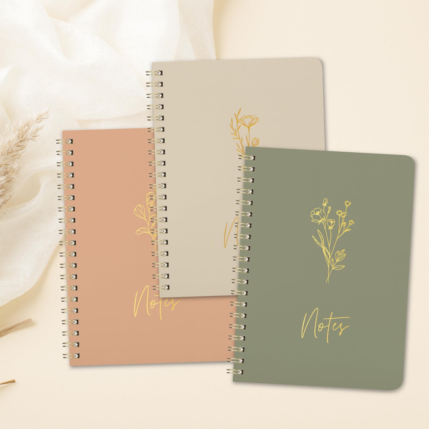 ZICOTO Aesthetic Spiral Notebook Set of 3 For Women - Cute College Ruled 7x5 Journal/Notebook with Lined Pages - Perfect Supplies to Stay Organized at Work or School