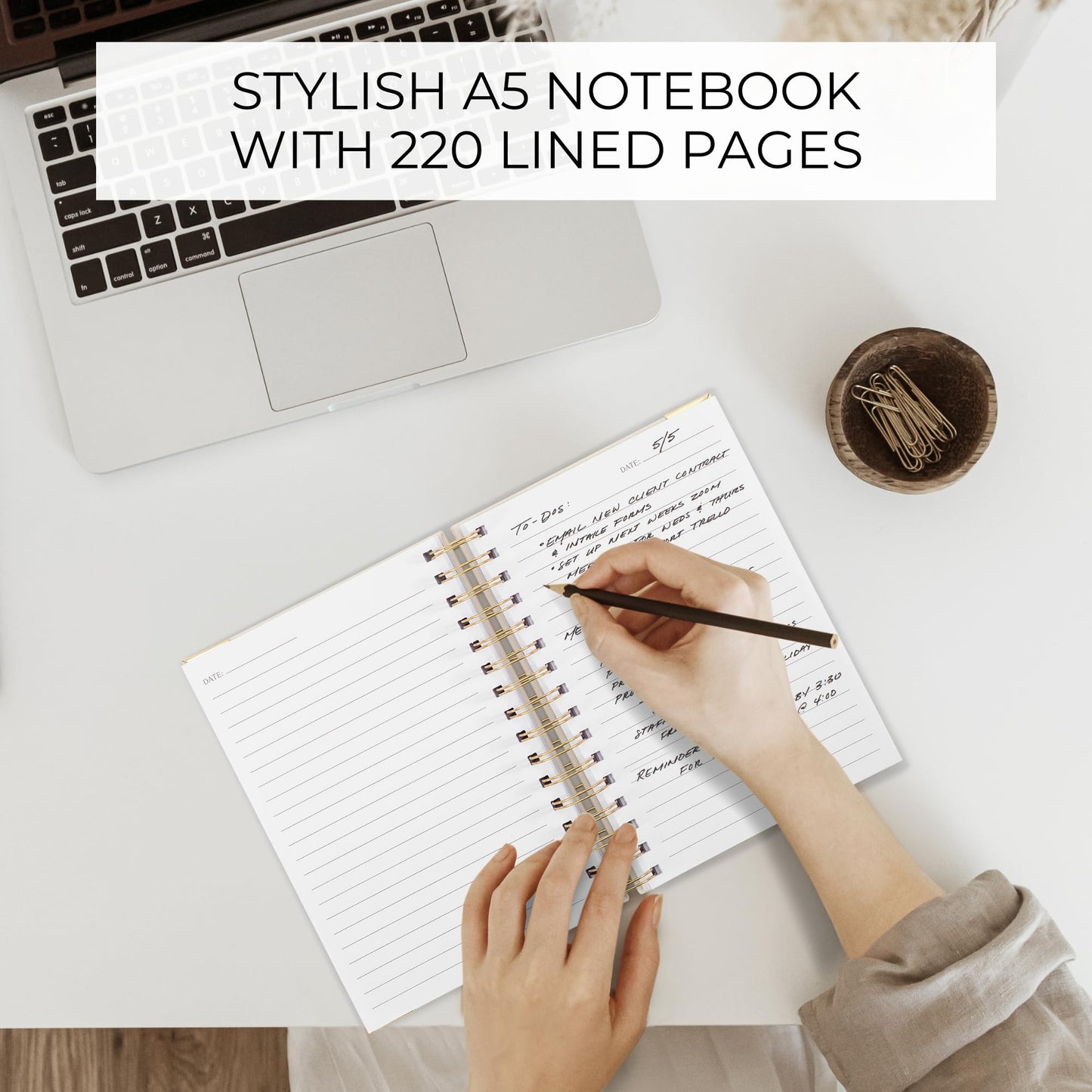 Aesthetic Thick Spiral Notebook Journal For Women in B5 Format - Stylish Linen Hardcover College Ruled Note Book w 300 Lined Pages - Cute Supplies For Bible Study & Staying Organized at Work or School
