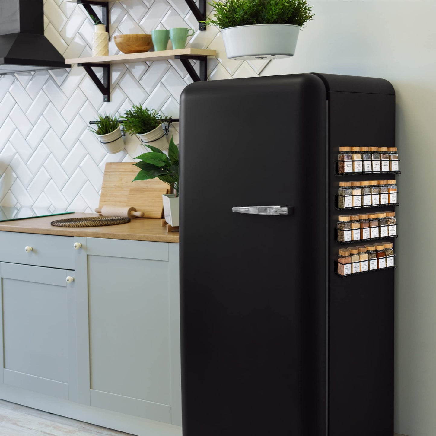 ZICOTO Magnetic Spice Racks for Your Refrigerator - 4 Space Saving Shelves Safely Hold Up to 24 Jars with Extra Strong Magnets - The Perfect Seasoning Storage Organizer For The Fridge