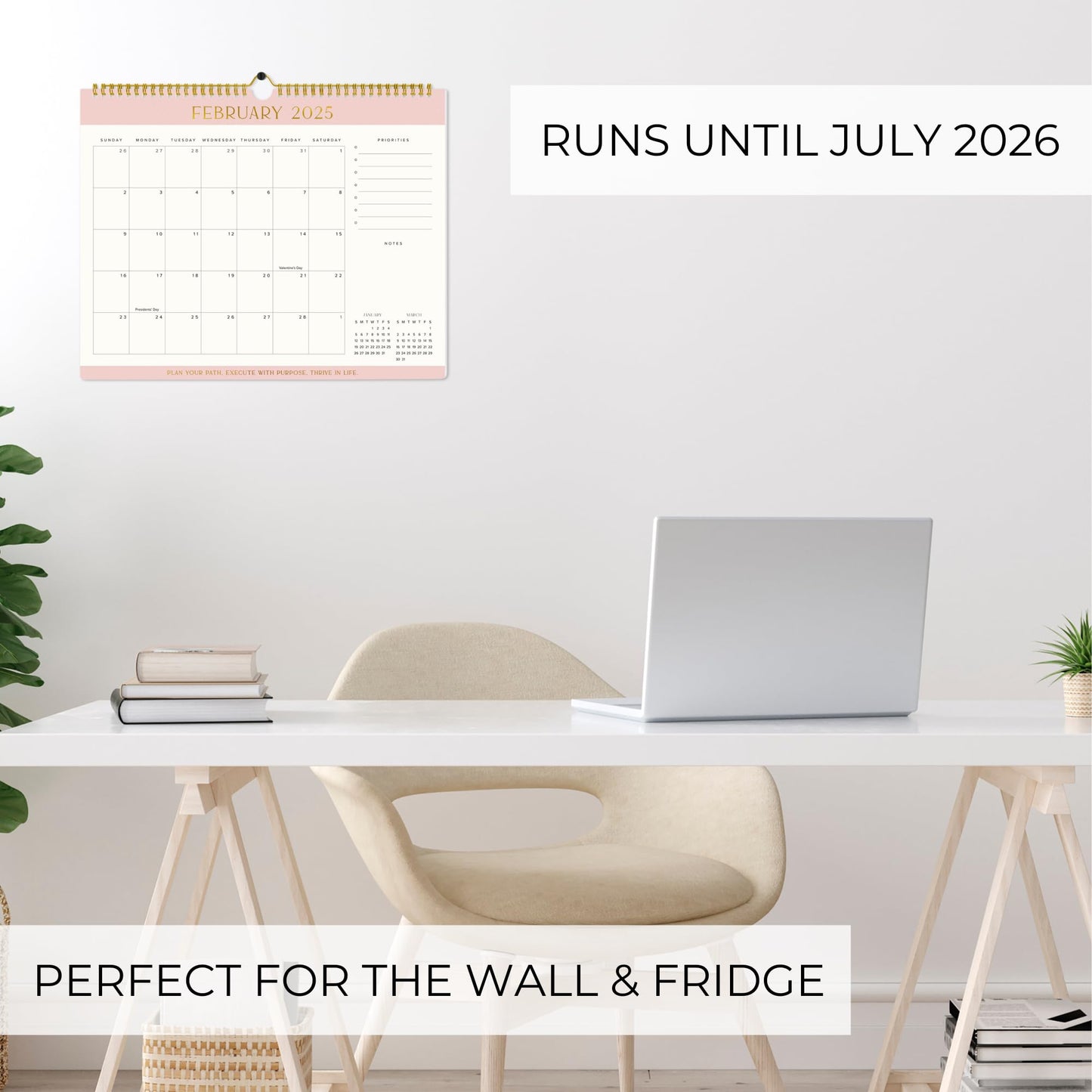 Aesthetic 2025-2026 Wall Calendar - Runs from January 2025 Until July 2026 - The Perfect Wall Hanging Calendar Planner for Easy Organizing