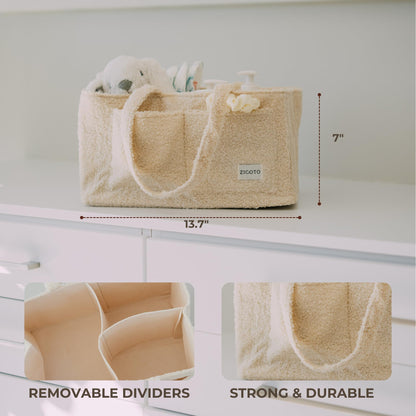 Beautiful Diaper Caddy Organizer - Versatile Storage Basket Easily Holds Diapers, Wipes and Other Baby Necessities - Perfect for Baby Showers, Functional Car Storage & Great Gift for Expecting Mothers