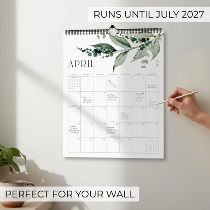 Aesthetic 2026-2027 Wall Calendar - Runs from June 2026 Until December 2027 - The Perfect Modern Greenery Calendar Planner for Easy Organizing