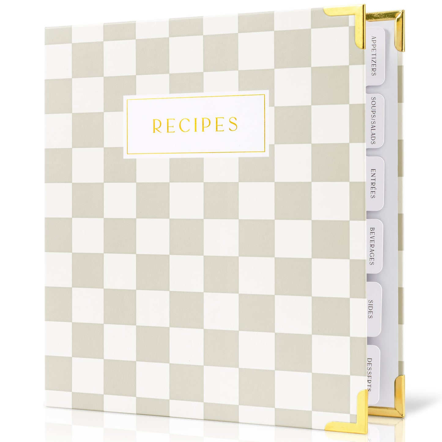 Aesthetic Recipe Binder with Checker Design - The Perfect Recipe Book with Plastic Sleeves to Write in Your Own Recipes - Quality Blank Cookbook Binder to Organize Your Recipes - Recipe Cards incl.