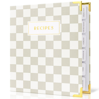 Aesthetic Recipe Binder with Checker Design - The Perfect Recipe Book with Plastic Sleeves to Write in Your Own Recipes - Quality Blank Cookbook Binder to Organize Your Recipes - Recipe Cards incl.