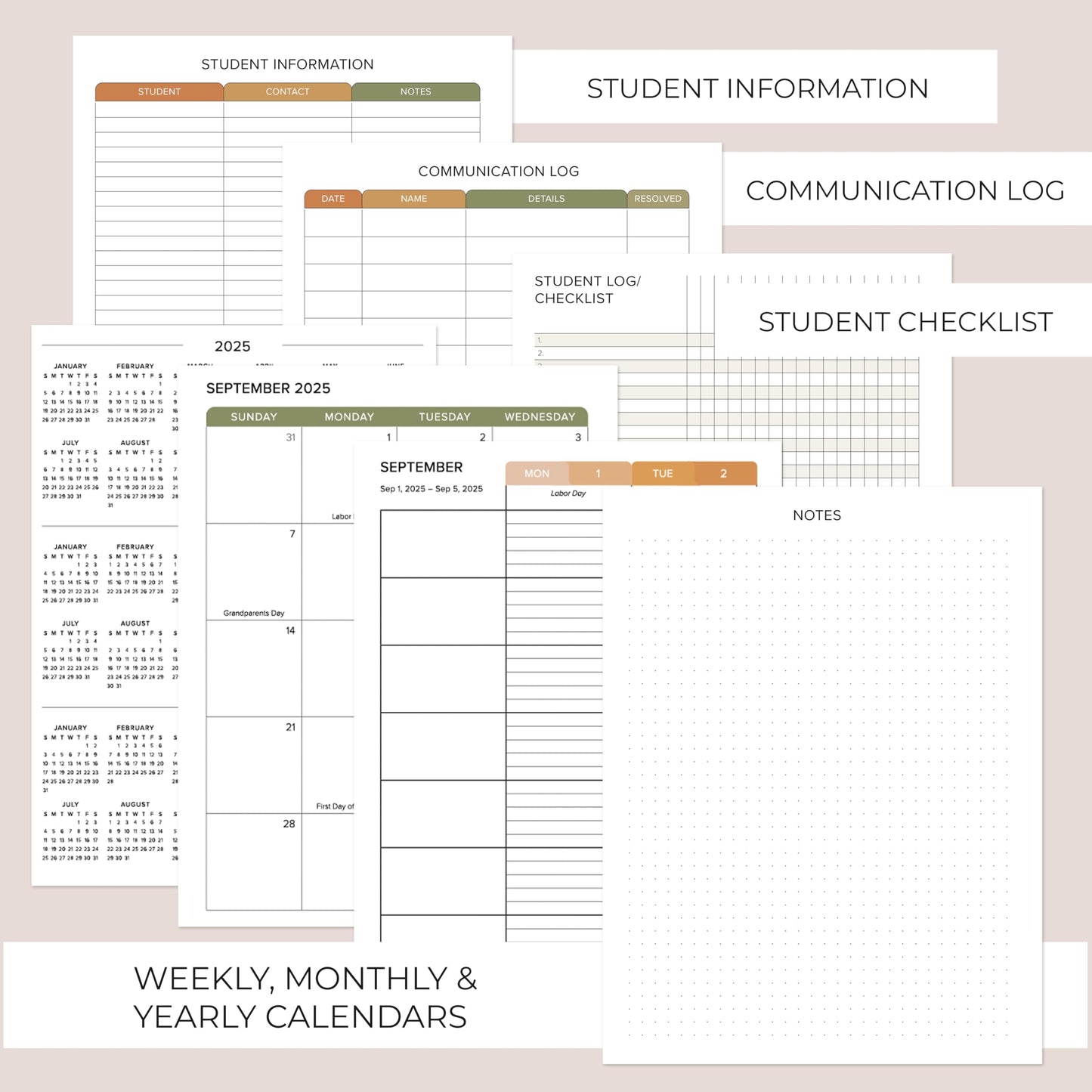 Aesthetic Teacher Planner For The 2025-2026 Academic School Year - Your All Incl. 8.5" x 11" Lesson Plan Book Supplies - Easily Organize Your Daily, Weekly & Monthly Classroom/Homeschool Schedule