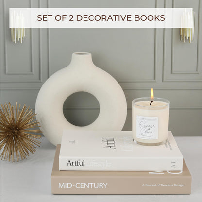 Aesthetic Decorative Books - Set of 2 Stylish Boxes Enhance Your Coffee Table, Bookshelf or Mantle Decor - Beautiful Fake/Faux Books for Modern Home Decoration, Photo Storage and as a Keepsake Box