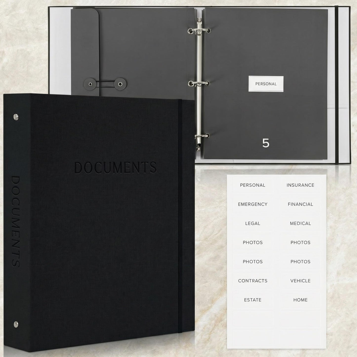Aesthetic Document Organizer Folio - Linen Cover Life and Family Emergency Binder - Perfect Files Organizer for Your Important Documents, Birth Certificates, Passports, Social Security Cards, Photo