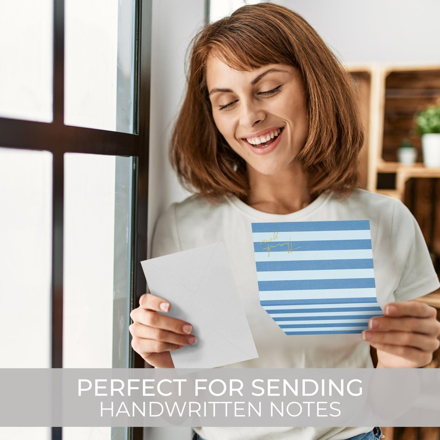 Beautiful Striped Thank You Cards Set of 30 With Envelopes and Stickers - Elegant Blank Cards For Personalized Notes - Perfect Bulk Stationary Set For All Occasions incl. Weddings, Business & Baby Showers