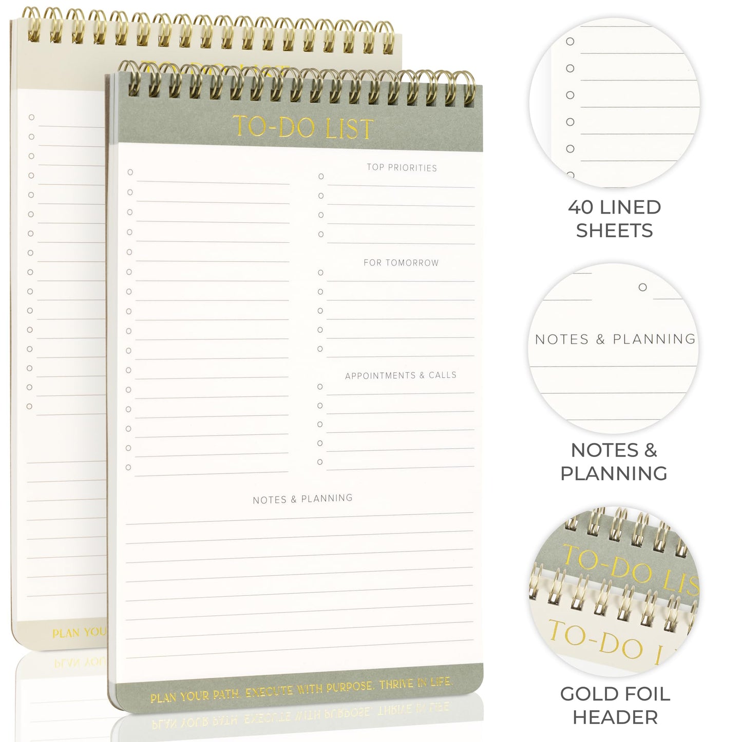 ZICOTO Beautiful To Do List Note Pads Set Of 2 for Easy Daily Planning - The Perfect Work Notepads, Notebooks and Office Desk Supplies For Women - Perfect to Effectively Organize Your Tasks