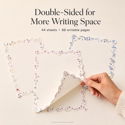 Beautiful Stationery Set with Envelopes - Scalloped Letter Writing Paper