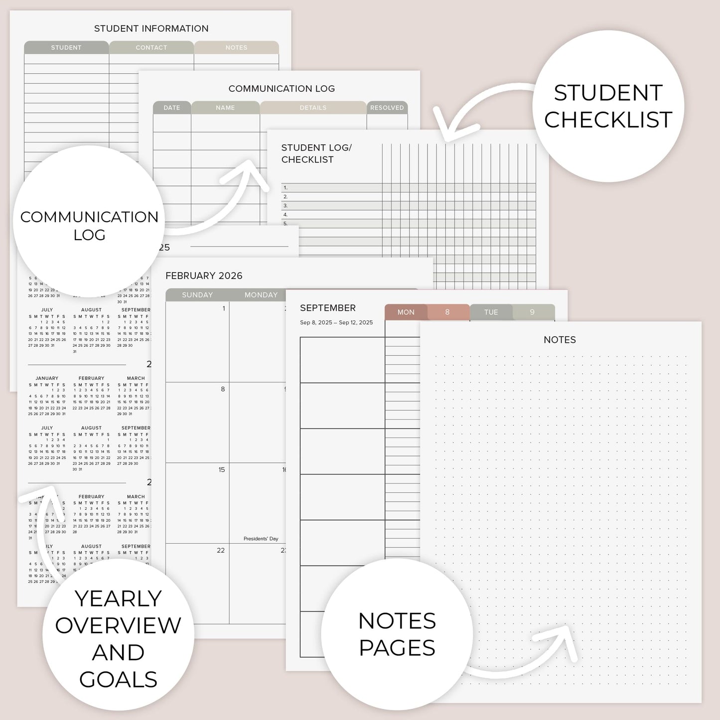 Aesthetic Teacher Planner For The 2025-2026 Academic School Year - Your All Incl. 8.5" x 11" Lesson Plan Book Supplies - Easily Organize Your Daily, Weekly & Monthly Classroom/Homeschool Schedule