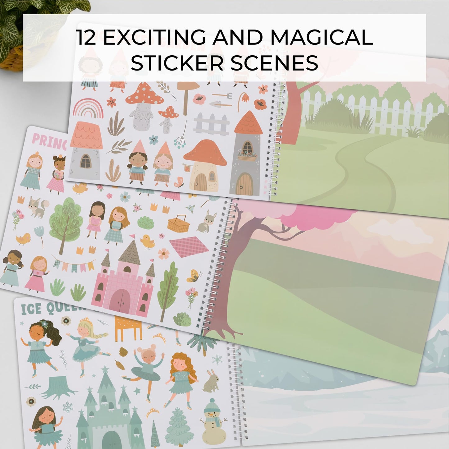 Fun Sticker Book for Girls 2-4 Years - Perfect Kids Activity Book with Beautiful Stickers & 12 Themes for Entertaining Toddlers 4-8 While Traveling - Incl. Princess, Unicorn & Coloring Pages