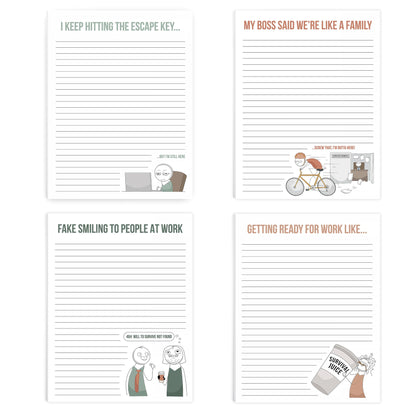 ZICOTO Super Funny Notepads - Hilarious Office Gift for Your Women Coworkers - Set of 4 Office Supplies Memo Pads w/ 4 Assorted Designs, 50 Sheets Each, 4.25" x 5.5"