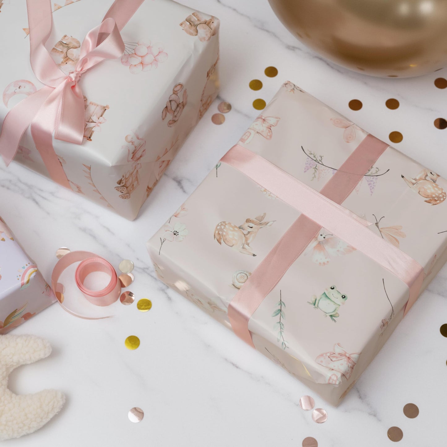 ZICOTO Beautiful Gift Wrapping Paper Rolls for Baby Shower - Cute Set of 3 Quality Rolls For Girls Birthdays & Baby Showers - Add a Touch of Magic to Every Gift You Wrap - 17 x 120 in