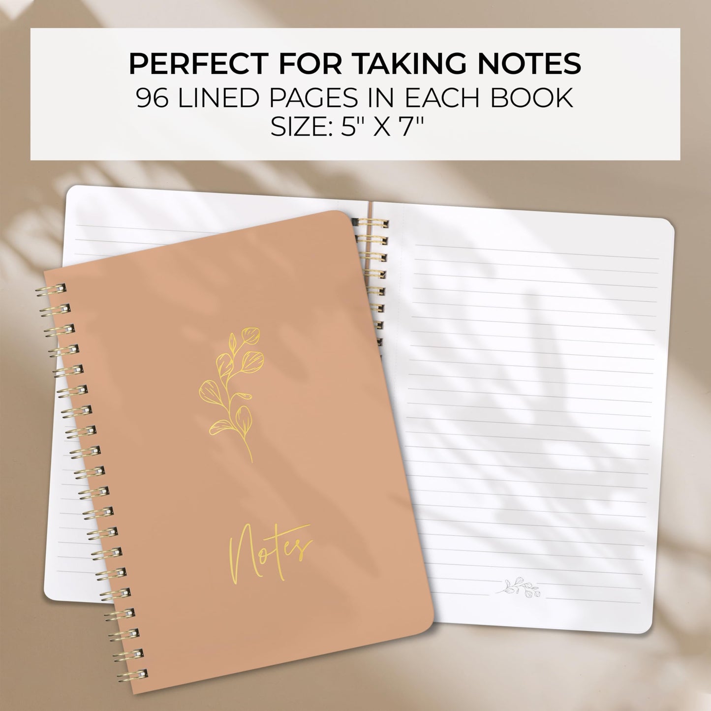 ZICOTO Aesthetic Spiral Notebook Set of 3 For Women - Cute College Ruled 7x5 Journal/Notebook with Lined Pages - Perfect Supplies to Stay Organized at Work or School