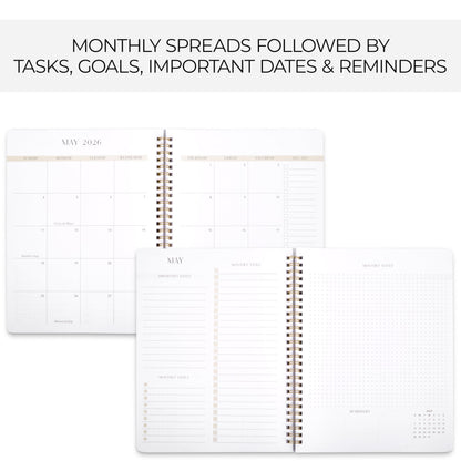 Beautiful 2025-2026 Monthly Planner and Calendar Book - Aesthetic To Do List Notebook For Women to Easily Organize Your Tasks and Boost Productivity - Runs From April 2025 Until December 2026