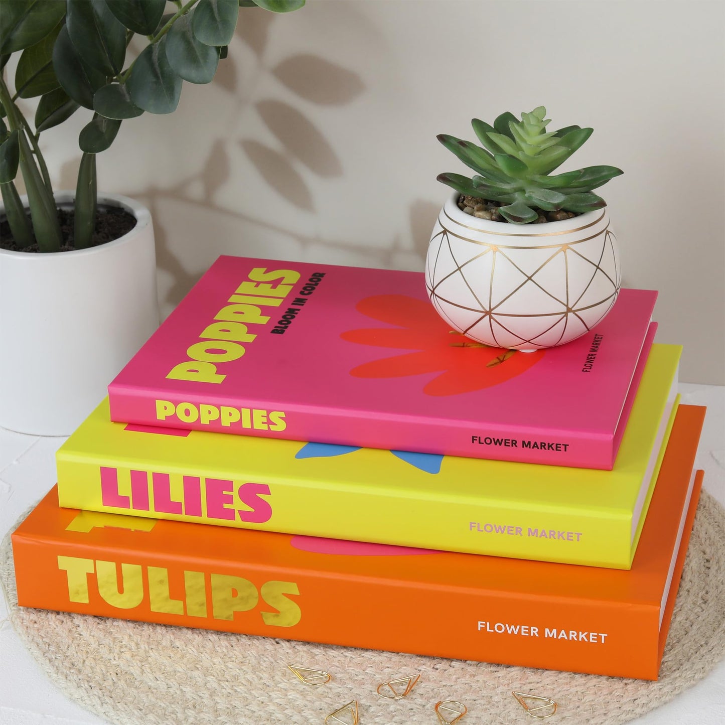 Beautiful Decorative Books Set of 3 - Preppy Room Decor Boxes Enhance Your Coffee Table, Bookshelf or Mantle Decor - Stylish Fake/Faux Books for Modern Home Decoration and Photo Storage