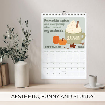 Beautiful 2026 Wall Calendar - Cheeky & Fun Calendar from January to December 2026 - The Perfect Aesthetic Wall Planner for Home or Office