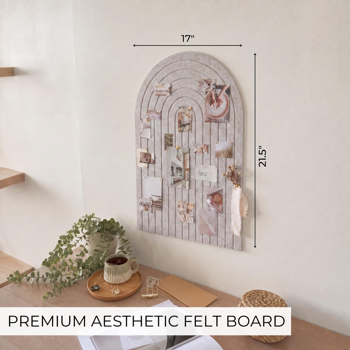 Large Arched Textured Felt Bulletin Board - Cork Board Alternative