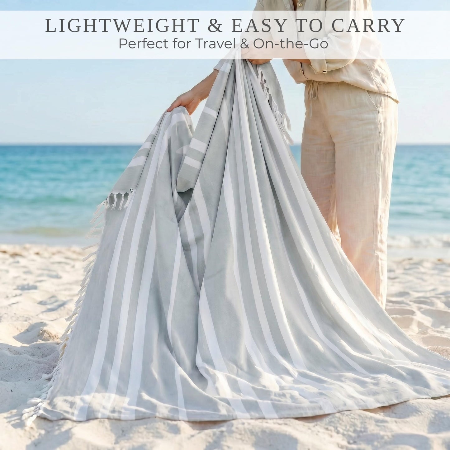 ZICOTO Beach Blanket Oversized for Family Beach Days & Picnics – Large Turkish Beach Towel, Quick-Drying and Sand-Resistant – Soft 80x80 Inch Outdoor Blanket, Lightweight Cotton Blend