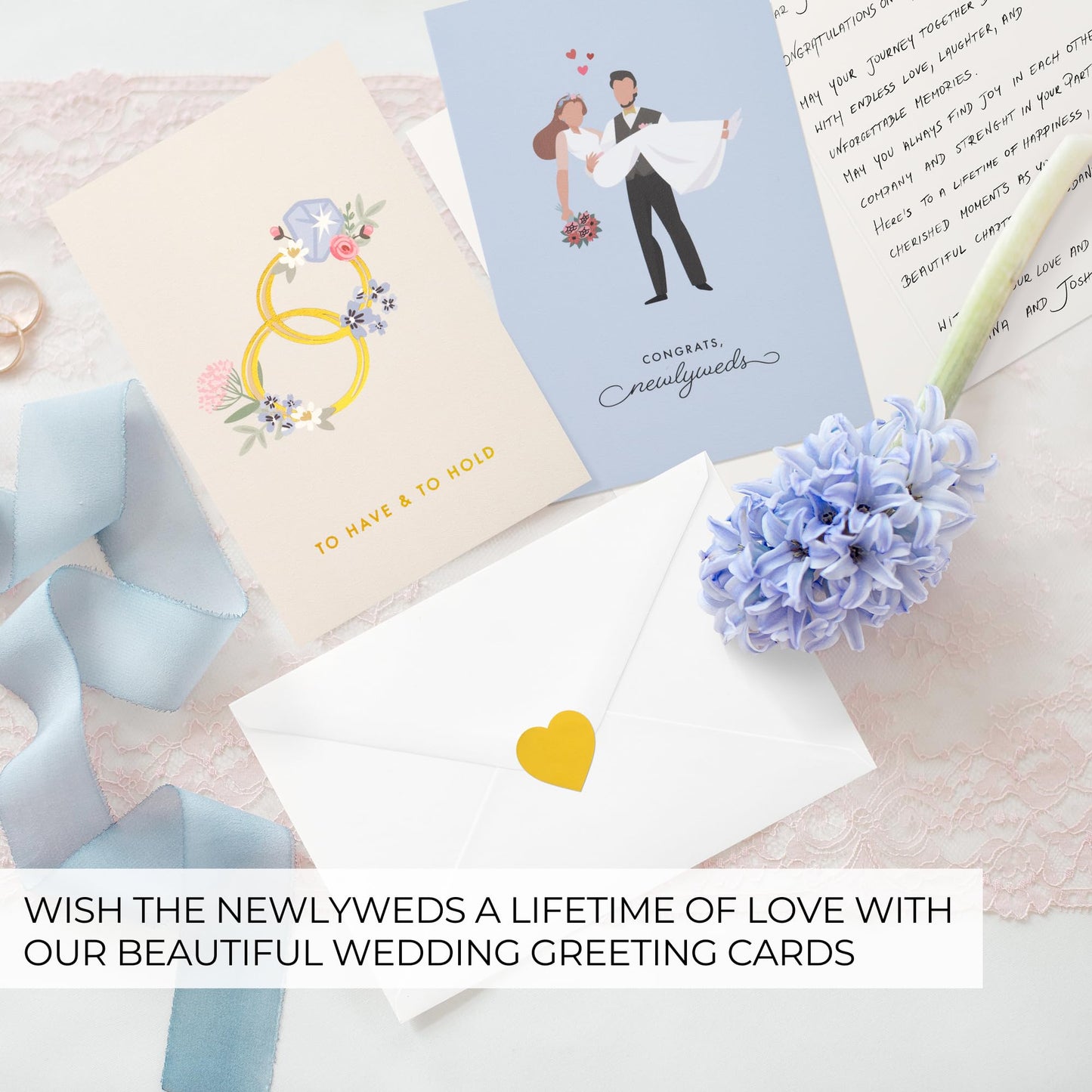 ZICOTO Beautiful Wedding Cards Set of 10 with Envelopes and Stickers - Elegant Blank Engagement Cards for Personalized Congratulations Wishes - Perfect for Wedding Shower Gifts for the Bride & Groom