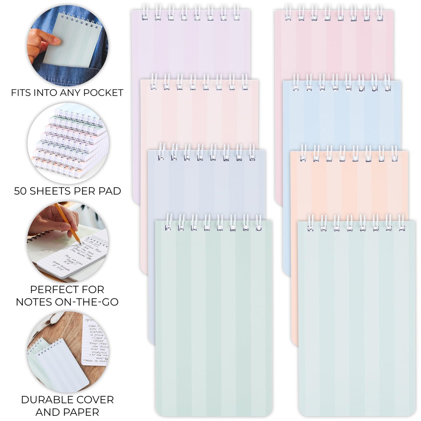 ZICOTO Aesthetic Pocket Notebooks Set Of 8 - Small 3x5 Spiral Notepads With Lined Pages For Women - The Perfect Little Mini Pads to Stay Organized and Boost Productivity at Work or School