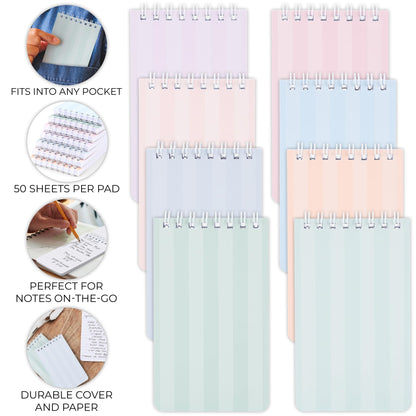 ZICOTO Aesthetic Pocket Notebooks Set Of 8 - Small 3x5 Spiral Notepads With Lined Pages For Women - The Perfect Little Mini Pads to Stay Organized and Boost Productivity at Work or School