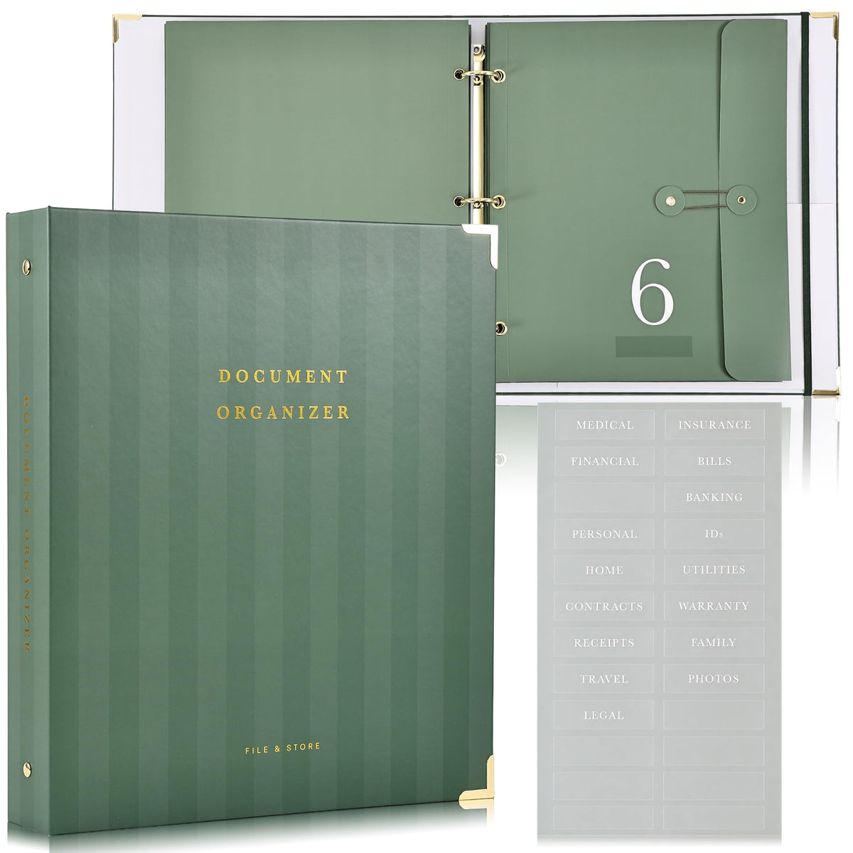 Aesthetic Document Organizer - Sturdy Striped 3-Ring Binder for Files